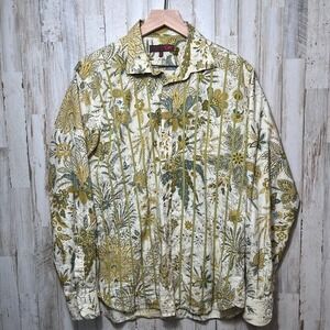 Ted Baker Long Sleeve Button Shirt Paisley Floral Stripe Boho‎ Mens Size 16/L